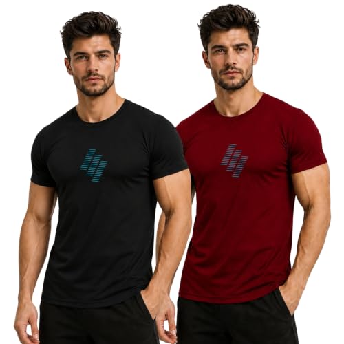 Image of 3Colors Men's Active Polyester T-Shirt | Quick Dry Gym Workout Tee | Stretch Sports Round Neck Running T-Shirt-STEPUP LINE
