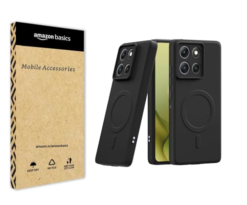 Image of amazon basics Back Cover for Moto G86 Power 5G Soft Matte Silicone Mag-Safe Design (Mag-Safe Not Support) Camera Protection | Slim Fit Bumper Cover (Black)