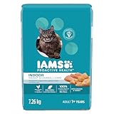 IAMS PROACTIVE HEALTH Indoor Weight & Hairball Care Adult Dry Cat Food – Chicken & Turkey - 7.26KG (16LB) Bag