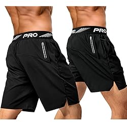 aquota Pack de 2 Pantalones Cortos para Hombre, Tenis，9´´& 5´´, Negro, Medium