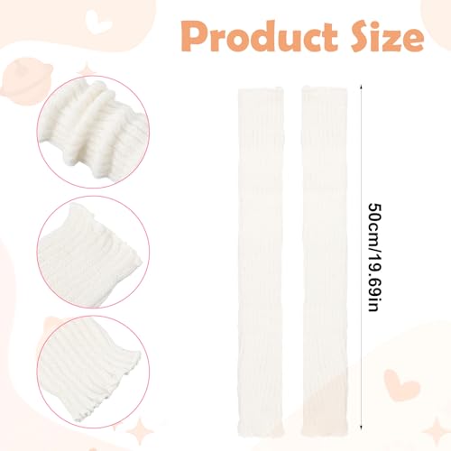 Ouligay 1 Paar Stulpen Damen Winter Weiß Leg Warmers Beinstulpen Damen Crochet Stricken Stulpen Mädchen Weiß Lange Beinwärmer Frauen Gestrickt Beinwärmer Legwarmers für Ballett Yoga Fitness Länge 50cm