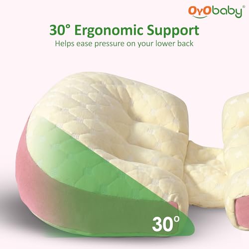 Image of OYO BABY Pregnancy Pillow H-Shape Adjustable Maternity Pillow | Velcro-Fit Belly & Back Support for Side Sleeping | Relieves Waist, Hip & Back Pain | Compact Pregnancy Support Pillow for Comfort- Pink