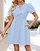 ZESICA Women's Summer Short Sleeve Tie Front Mini Dress Cute Babydoll Ruffle Pleated A Line Tunic Dresses,Blue,Medium