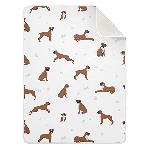 Image of Swaddle Blanket Boxer Dog Cotton for Infants, Receiving Lightweight Soft Swaddling for Crib, Stroller, Nursery, Puppy, 30x40 in