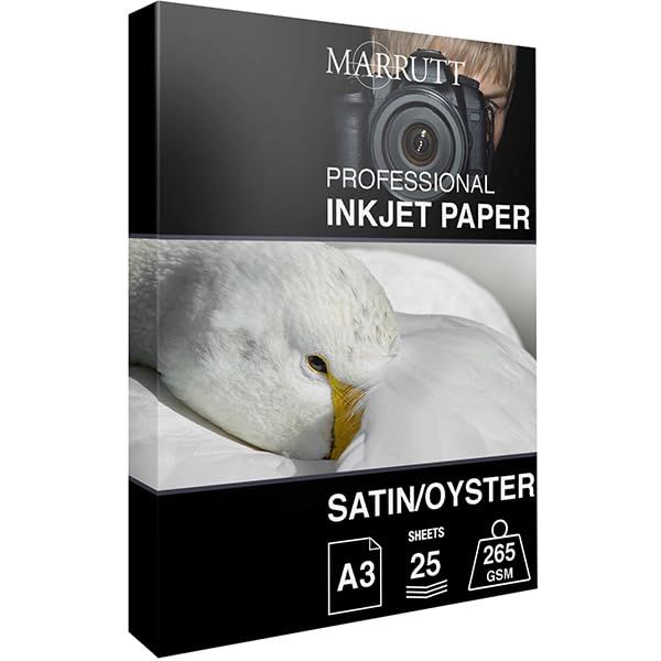 Papier photo satiné Marrutt Pro A3 265 g/m² de qualité d'archives pour tirages de galerie