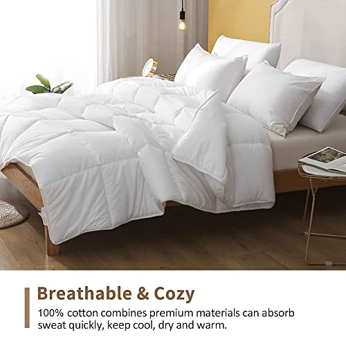 Dwr 100% Cotton Fabric Covered Lightweight Down Alternative Comforter Queen thumb #2