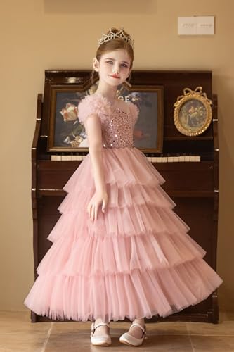 Sequin Flower Girl Dresses for Wedding Puffy Sleeves Princess Pageant Party Dress Layered Puffy Dress for Girls2