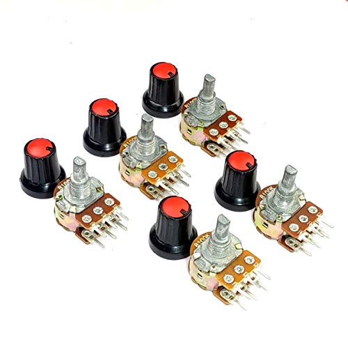 Image of AVS COMPONENTS Pack Of 5 Pcs 100K ohm A100,B100 dual potentiometer, (D-SHAFT) variable resistor