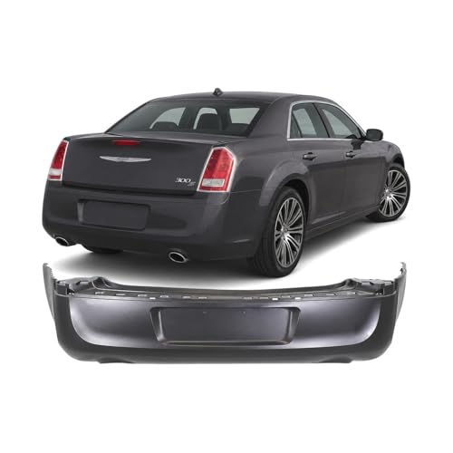 Image of Compatible with Chrysler 300 2011-2014 Rear Bumper Cover | Primed, Without Parking Sensor Holes, SRT8, Ready to Paint, OEM 68127950AC, CH1100966