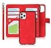 iCoverCase for iPhone 11 Pro Max Wallet Case with Card Holder and Wrist Strap, PU Leather Kickstand Card Slots Zipper Pocket Magnetic [Detachable] Flip Cover Case 6.5 Inch (Red)