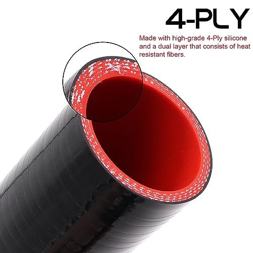 Image of 90 Degree ID 1.5inch to 1.75inch Elbow Coupler Silicone Hose 4-Ply with 2PCS Stainless Steel T-Bolt Clamp