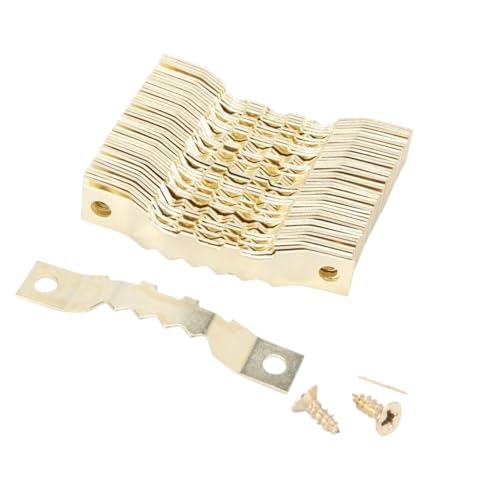 Image of Picture Hangers 100 Pcs Saw Tooth Picture Frame Hangers Hanging Photo Oil Painting Mirror Hooks Hardware with Screws Sawtooth Hange