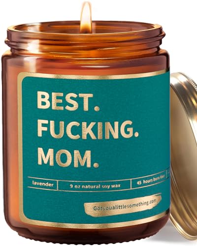 Best Mom Ever Funny Lavender Vanilla Scented Candle, 100% Soy Wax, Long Burning - Mom Birthday Gifts from Daughter Son Kids - Funny Birthday Present Idea for Women, Cool Gag Gift Idea for Mothers