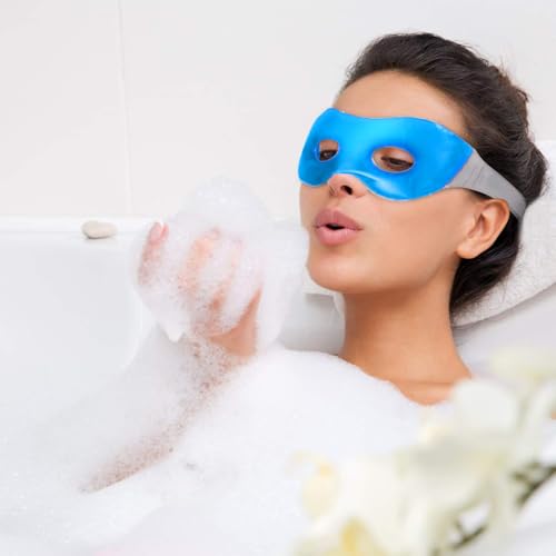 Image of Aqua Ice Face & Eye Cooling Gel Pad and Aloe Vera Gel Mask Ice Pack for Face and Eye Patches Remove Dark Circles, Fatigue Cool Eyes Patch Pads Eye Care | Facial Skin Refresh Face Mask for Hot & Cold Therapy (Blue Hole Eye Mask, Pack of 2)