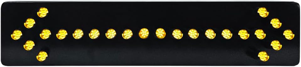 Blaen view of the Voltex arrow board with amber LEDs illuminated, displaying a straight arrow pattern.