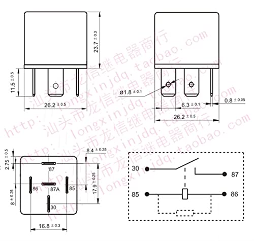 Relais S10-1A-NY 12VDC à 4 broches avec embase de précision