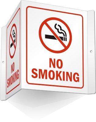Panneau en V en aluminium signalisation de table sans fumer Smartsign 15,2x12,7x10,2 cm