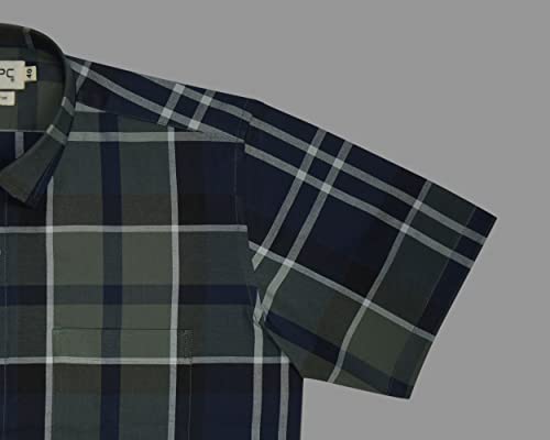 Image of GHPC 100% Cotton Checkered Half Sleeves Regular Fit Formal Shirt for Men