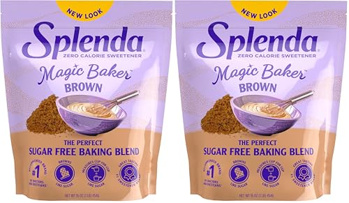 Image of SPLENDA Magic Baker Brown Zero Calorie Plant Based Granulated Baking Blend with Stevia, Erythritol and Allulose - Zero Sugar, Keto Friendly, 1lb (16 oz) Pouch (Pack of 2)