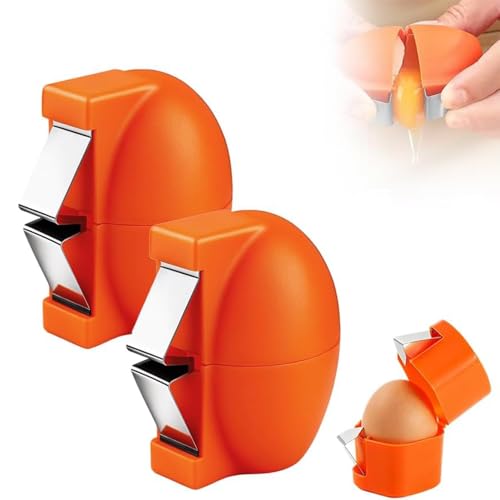Egg Shell Opener Stainless Steel Egg Cracker Tool Multifunctional Egg Shell Opener for Raw & Hard-Boiled Eggs Handheld Kitchen Gadget for Easy Peeling & Separating