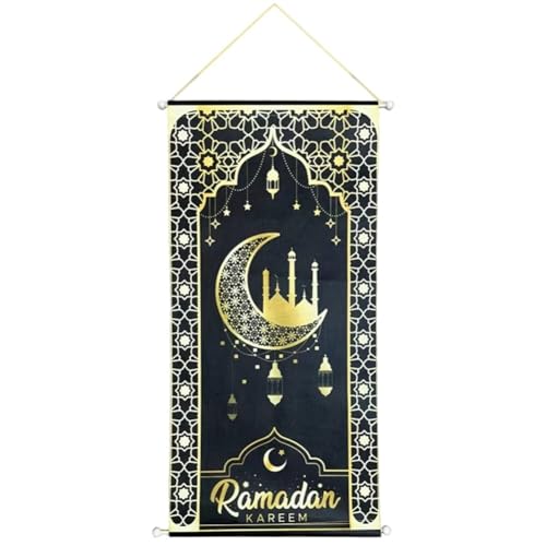 Ppmter Letrero Colgante para Puerta De Ramadán, Decoración para Fiesta De Eid, Pancarta Colgante De Eid Mubarak para Suministros De Fiesta De Ramadán Y Eid