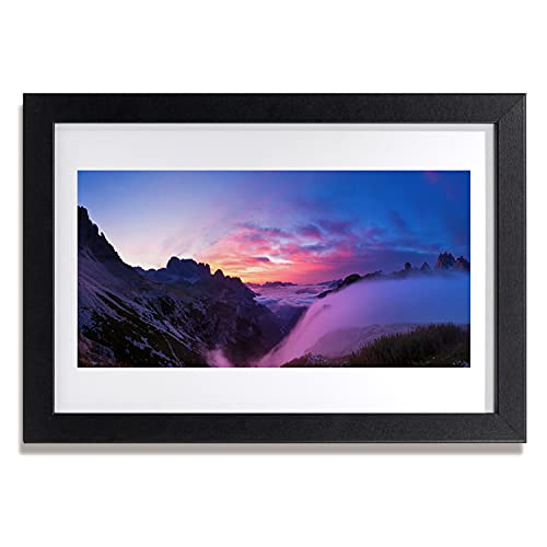 Affiche encadrée 30x20 cm Fog Mountain Sunrise avec cadre en MDF pour décoration murale