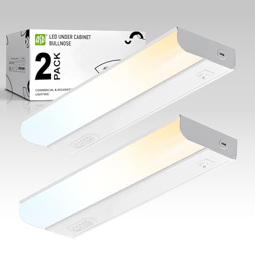 Image of ASD LED Under Cabinet Lighting Hardwired, 12 Inch 5W 2700K-5000K Selectable, 442LM, CRI90+, Direct Wire Linkable Under Counter Lights for Kitchen, Dimmable Under Cabinet Lights, White, UL, 2 Pack