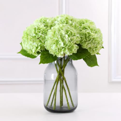 Image of CURATED CART Hydrangea Artificial Flowers with Stem, 1 Stick for Home Decor, Party, Living, Office Table, Realistic Look, Fake Flowers, 12 Inch, Light Green