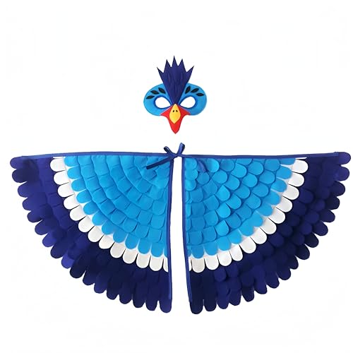 Proumhang Costume d'ailes d'oiseaux pour Enfants pour l'âge de 3 à 8 Ans,Masque pour Les Yeux et Ailes en Feutre,déguisement coloré d'halloween,Style X1