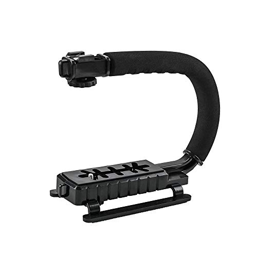 Image of Flash Stand U-Type DV Video Shooting Portable Handheld,C-Shaped Stand Camera Bracket Holder Stabilizer Handle Grip with Accessory Shoe Mount for Camera Camcorder DSLR DV Video-Black
