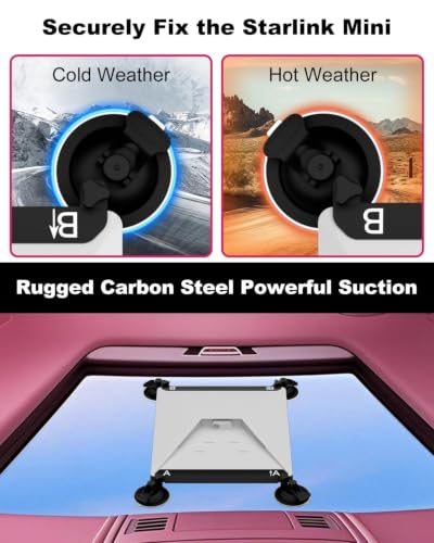 Image of Mwin Starlink Mini Suction Cup Mount - Car Starlink Mini Accessories with 2 Replaceable Strong Suction Cups, Sunroof Mechanicals Window Mount for Stable Satellite Signal in RVs, Boats, and Road Trips