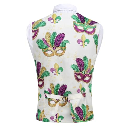 Image of yolsun Men's Mardi Gras Vest 3D-Print Festival Party Holiday Waistcoats Mardi Gras Outfit