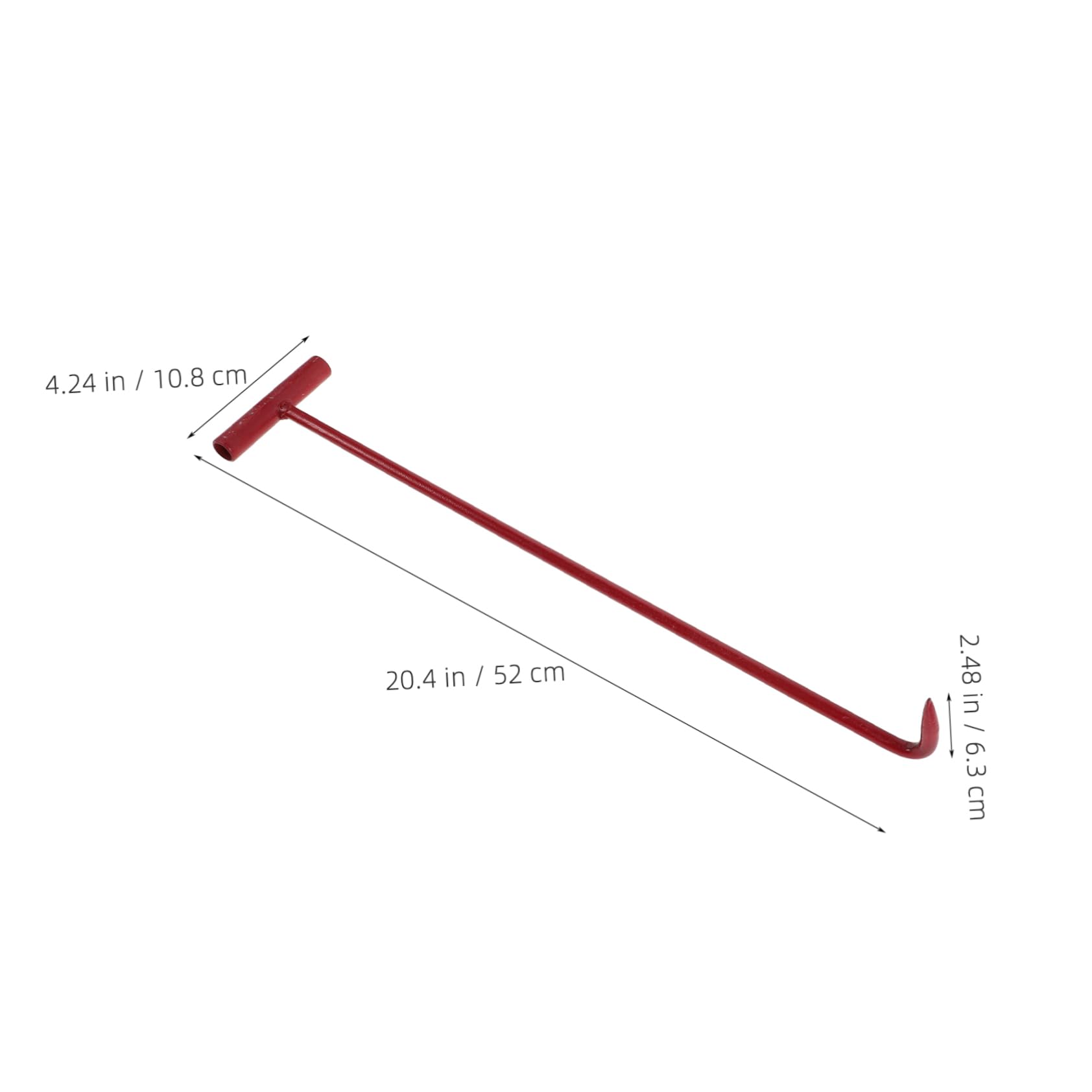 FELTECHELECTR 52cm Red Manhole Cover Puller Lifting and Moving Hook Ergonomic Handle for Heavy Duty Lifting