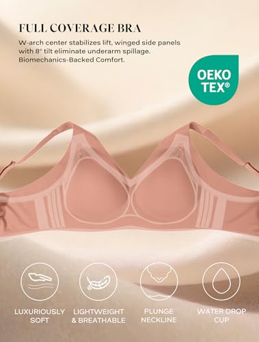 Image of COMFELIE Women Plunge No Underwire Bra Deep V Seamless Supportive Bras Buttery Smooth Comfort Soft Bralettes Underwear