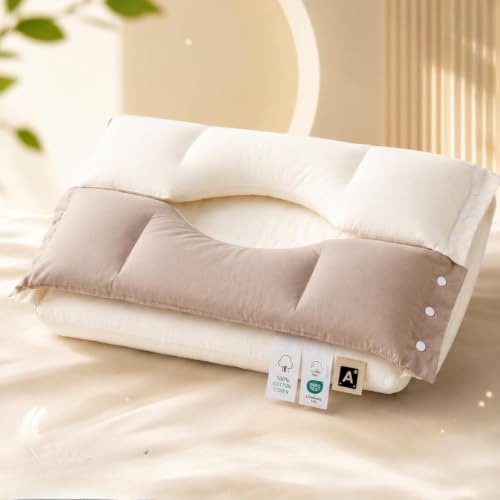 Image of Neck Pillow for Pain Relief - Ergonomic Side Sleeper Pillow for Sleeping, Contour Orthopedic Bed Pillow for Neck Support, Cooling Memory Foam Pillows
