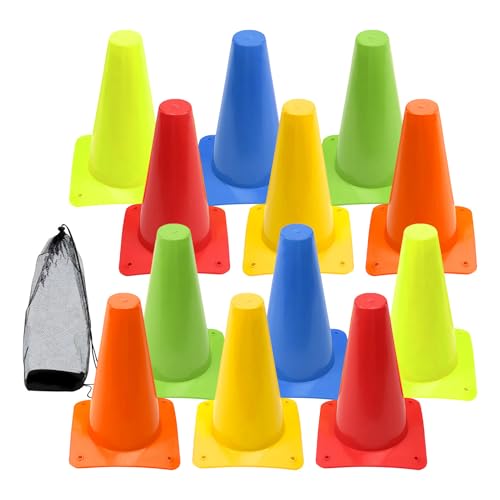 Cônes pour le football flexibles et résistants - Lot de 12 plots de sport
