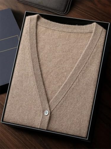 Men's V Neck 100 Percent Cashmere Cardigan Vest Fall Winter Sleeveless with Pockets Smart Casual2