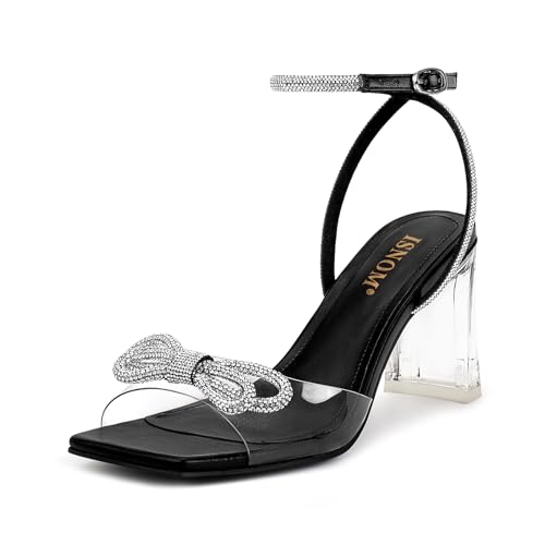 Clear rhinestone heels for women