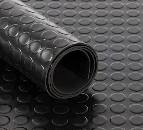 Rubber Flooring Roll – Heavy Duty Non-Slip Rubber Matting for Gyms, Vans, Garages & Workshops – Durable Black Rubber Floor Mat Roll (COIN | 1.5M WIDE, 3.5M)