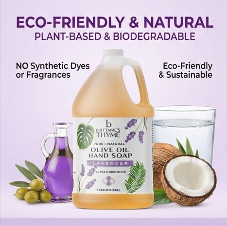 Brittanie's Pure Organic Castile Liquid Olive Oil Soap Refill | Face, Body Wash, Dishes, Pets & Laundry | Vegan & Gluten Free Non-GMO (Lavender 1 Gallon) - Image 4