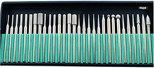 Professional Diamond bur Set 180 Grit 30Pcs - Rotary Grinding Burs Engraving Bits Set with 1/8-inch Shank-Ideal for Jewelry, Glass, Stone, Ceramic, Gemstones Lapidary