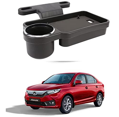 Image of Oshotto (FT-04) Foldable Car Auto Headrest Rear Back Seat Table Drink Food Cup Tray Holder Compatible with Honda Amaze Old - Black