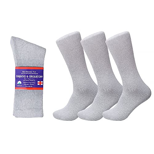 Diamond Star Diabetic Socks, Non-Binding Circulatory Cushion Cotton Crew Diabetic Socks for Men Women