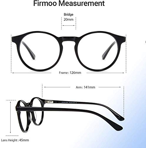 Firmoo Round Blue Light Blocking Glasses Unisex, Reduce Headache Anti Eyestrain Cut UV400, Chic Computer Glasses Non Prescription Blue Light Blocker (Black Frame) - Thumbnail 6