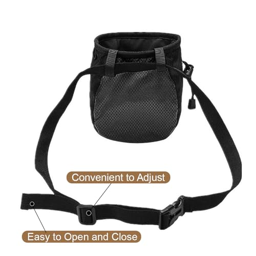 FUZVOL Black Climbing Chalk Bag Bucket Magnesium Chalk Bag with Belt Adjustable Pocket and Drawstring.It can be hanging at the Waist used for Rock Outdoor Climbing Bouldering.