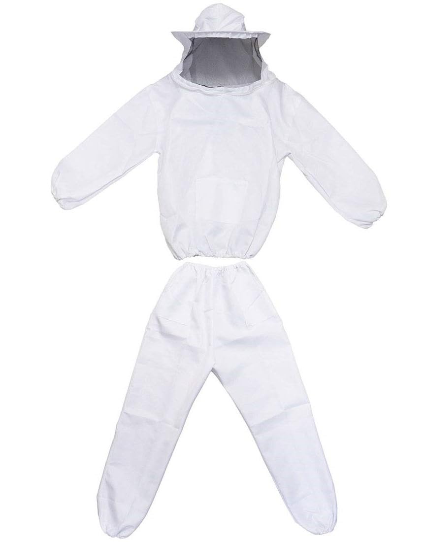 SAFETY ZONE® Built to last through multiple beekeeping sessions, with reinforced stitching and quality materials.Beekeeper Suit -Specialized Honey Bee Protection Dress with Rubber Gloves- Free Size