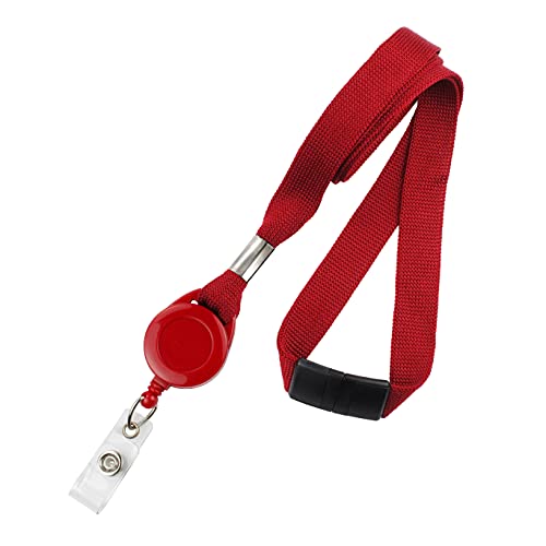 Comfort Breakaway Red Lanyard & Retractable Badge Reel Combo - Stretchy Neck Strap with Retracting Reel Cord for Office Badges, Keys and Access Cards by Specialist ID (Red)
