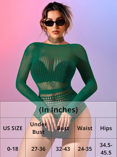 Image of Kaei&Shi Sexy Hollow Rave Outfits, Fishnet Bodysuit Fits US Women Sizes 0-18, Sheer Lace Glow Party Tops Festival Mesh