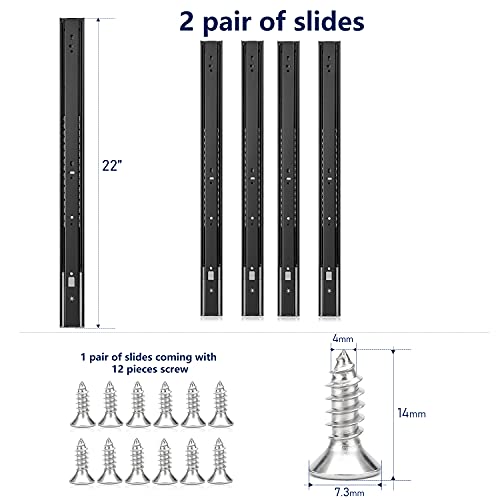 Image of Ravinte 12 Inch Soft Close Drawer Slides 2 Pairs 4 Pack Black Full Extension Ball Bearing Drawer Glide Side Mount