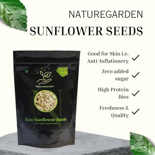 Image of NatureGarden Raw Sunflower Seeds 250g Pack | High Protein Fiber Vitamin E Magnesium | Healthy Snack | Diet Food | Antioxidant-Rich | Low Calorie Vegan Gluten-Free | Seeds for Eating Planting Birds